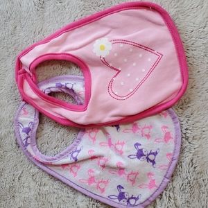 CUTIE PIE Baby Pink Valentine's Bib-MIDWOOD Baby Purple Easter Bib-2 BIBS-EC